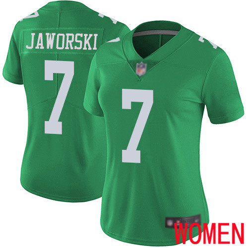 Women Philadelphia Eagles #7 Ron Jaworski Limited Green Rush Vapor Untouchable NFL Jersey Football->youth nfl jersey->Youth Jersey